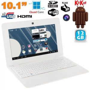 Yonis Netbook 10" Android 4.4 avec 8 Go + carte SD 4 Go fournie blanc