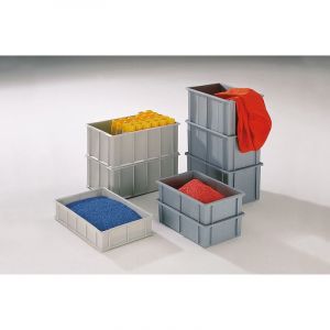 Certeo Bac gerbable en polyéthylène, avec nervures de renforcement à l'extérieur - capacité 37 l gris - Bac Bac en plastique Bac gerbable