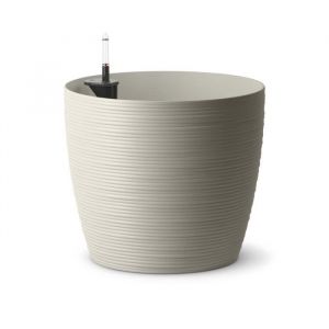 Poetic Pot Casa Cosy rond gris soie - &Oslash;36 x H 31,5 cm 22,6L avec r&eacute;serve d'eau