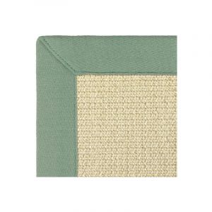 Décoweb Tapis Sisal grosses boucles - Cuba blanchi - Ganse lin vert sauge - 120 x 170 cm