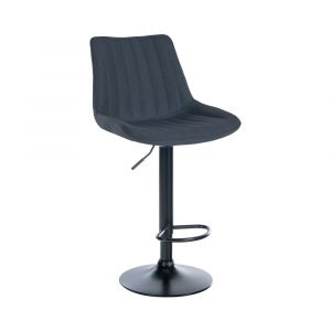 CLP Tabouret de bar en tissu ajustable pivotant tissu Gris foncé
