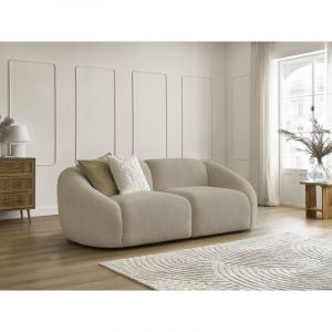 Bobochic Canapé droit fixe Canapé droit fixe 2 places tina tissu bouclette Beige