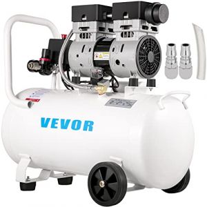 VEVOR Compresseur d’Air sans Huile Compresseur Silencieux à Air Comprimé Compresseur Outil d’Atelier pour Réparations Domiciliaires, Gonflage de Pneus (50L 750W, 116 psi)