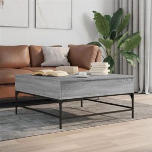 VidaXL Table Basse, Table d'Appoint avec Pieds R&eacute;glables, Bout de Canap&eacute; avec Compartiments, Moderne, Sonoma Gris Bois 3217067