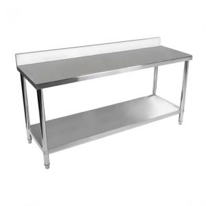 Table de travail cuisine professionnelle acier inox avec dosseret 180 x 60 cm capacité de 182 kg 14_0003671