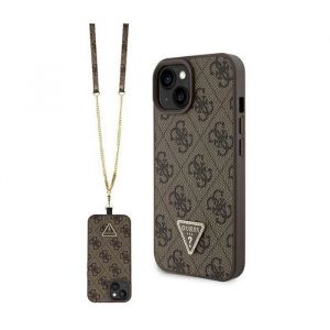 Guess Coque pour iPhone 15 Plus / iPhone 14 Plus Crossbody 4G Logo en métal (GUHCP15MP4MP4TDSCPW) - Marron