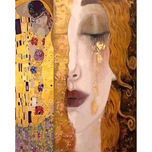 Figured'Art Peinture par Numéro Adulte avec Cadre Gustav Klimt - Activité Manuelle Kit de Loisir Créatif DIY Numéro d'Art Complet - 40x50cm toile tendue sur châssis