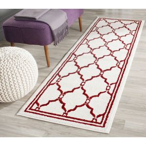 home24 Safavieh Tapis Intérieur et Extérieur, Tissé Polypropylène Tapis en Ivoire / Rouge, 60 X 120 cm