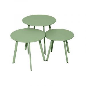 Proloisirs Table basse de jardin Massaï en acier époxy vert light - ø 40 cm