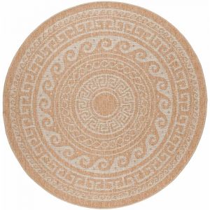 Naturel - Tapis rond aspect jute Motif Beige Cr&egrave;me 160x160cm