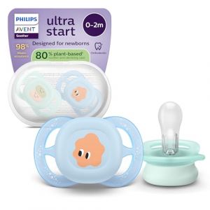 Philips Ultrastart succhietti 0-2 mesi per comfort e igiene con custodia sterilizzatrice 2 pezzi