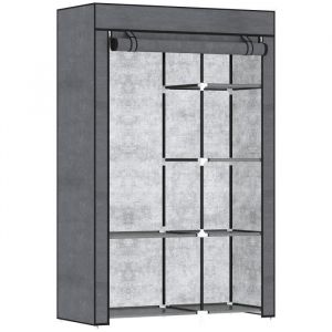 Homcom Armoire penderie multi-rangement - 6 étagères, 1 barre - dim. 103L x 43l x 162,5H cm - acier noir non tissé gris 103x43x162cm Gris