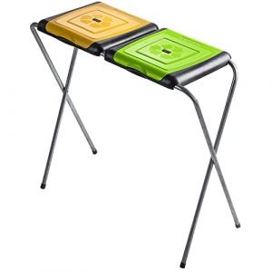 Kadax - Porte-Sacs Poubelle pour Intérieur et Extérieur, Support Pratique et Efficace pour Les Sacs de Recyclage (Double: Jaune et Vert)