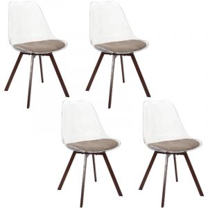 The home deco factory Chaise Transparente Coussin Cotele Scott Taupe - Lot De 4