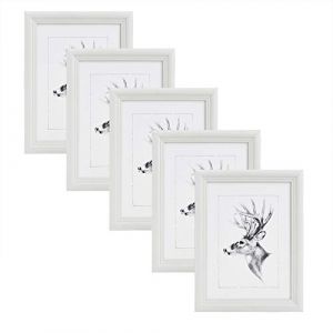WOLTU Set de 5 Cadre Photo. Blanc. 30x45cm.Artos Style en Bois et Verre.Cadre décoration pour la Maison.BR9917ws-5