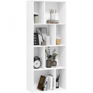 Bibliothèque en Bois d’Ingénierie WOLTU - Étagère Rangement à 4 Niveaux - 8 Compartiments - Blanc SK032ws