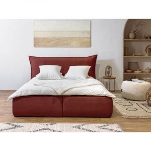 Image de Bobochic Lit Lit coffre Lit coffre jade avec tête de lit effet oreiller 180x200 Rouge - Rouge