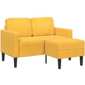 VidaXL Canap&eacute; 2 places avec m&eacute;ridienne en L jaune clair 125 cm Lin