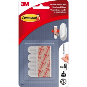Command Languettes adh&eacute;sives - blanc - 16 petites 3m