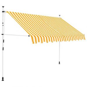 Image de VidaXL Auvent Rétractable Manuel 300cm Rayures Jaunes et Blanches Store Balcon