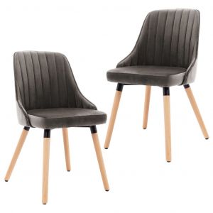 Image de VidaXL Chaises de salle à manger, 2 pcs Gris foncé Velours