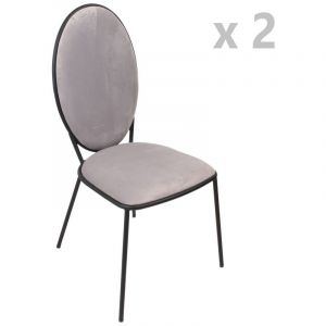 Image de Lot de 2 Chaises en velours Louis Gris clair