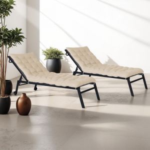 Idmarket Lot de 2 coussins universels de transat ADAM 180 cm beige