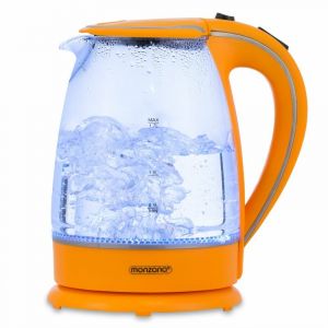 Deuba Bouilloire en verre 1,7L avec &eacute;clairage int&eacute;rieur bleu LED 2200 Watts Orange