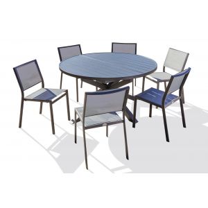 DCB Garden Ensemble repas 6 places en aluminium anthracite avec rallonge papillon - PELOSA