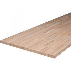 Plan de travail bois massif H&ecirc;tre lamell&eacute; about&eacute; L.200 x P.65 cm, Ep.26 mm