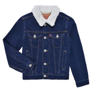 Veste droite coton denim col sherpa