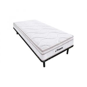 Ensemble cadre à lattes + matelas ressorts 3 zones et mémoire de forme WOLKENTANZ de MORGENGOLD - 90 x 200 cm