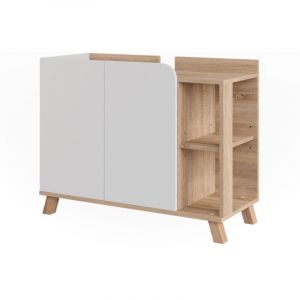 Vicco - Meuble vasque simple Karen, Sonoma/blanc, 80x65cm avec 2 portes