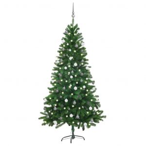 VidaXL Arbre de Noël artificiel avec LED et boules 180 cm Vert