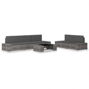 VidaXL Salon de jardin 6 pcs Résine tressée Gris