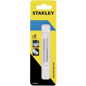 Stanley STA50752-QZ 2 Brocas HSS-CNC para metal ø 2mm, Acier I xydable