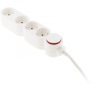 Zenitech Multiprise Schuko 4x16A + interrupteur - 1,5m - Blanc
