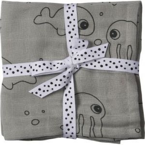 Done by Deer Lot de 2 langes 120x120cm sea friend grey - Gris