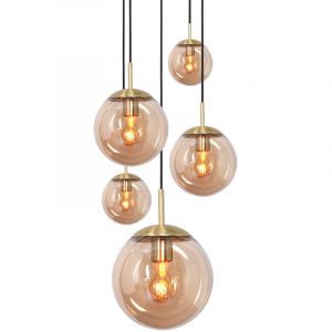 Steinhauer Suspension en verre Glsabol, laiton, à 5 lampes