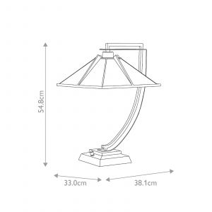 Quoizel Lampe à poser Pomeroy, hauteur 55 cm, bronze, verre, acier