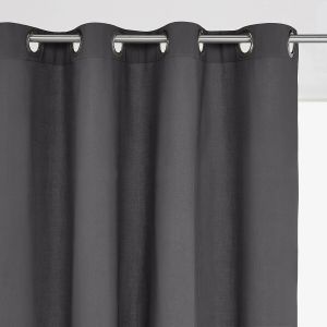 Rideau radiateur œillets pur coton, Scenario Gris Foncé aille 180X135 cm