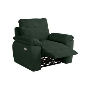 Loungitude Fauteuil de relaxation électrique ross en velours côtelé - Vert foncé