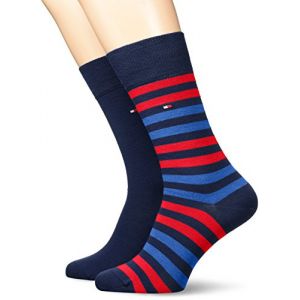 Image de Tommy Hilfiger Th Men Duo Stripe Sock 2P Chaussettes pour Homme- Lot de 2, Rouge (Tommy Original), 43/46