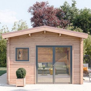 Studio De Jardin Oyonnax 20m&sup2; - Bois Douglas 55mm - Porte & Fenetre Pvc - Toiture Acier
