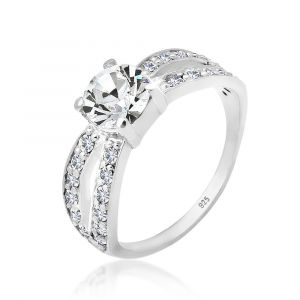 Elli Bague Femmes Solitaire Glamoureux avec cristal en argent sterling 925