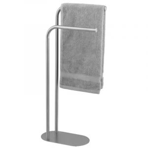 Wenko Porte-Serviettes Mod. Levante autoportant en Acier Inoxydable pour Salle de Bains Design Moderne métal satiné 30 x 79 x 17 cm Argent Mat