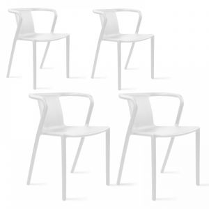 Image de Oviala Ensemble de 4 fauteuils design empilables Berlin - Blanc