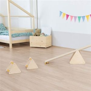 Jeu d'équilibre et motricité Montessori bois naturel et jaune - Benlemi
