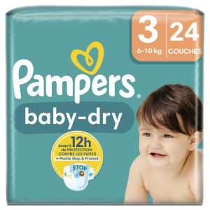 Pampers Baby dry 12h taille 3 - 6à10kg x34 couches