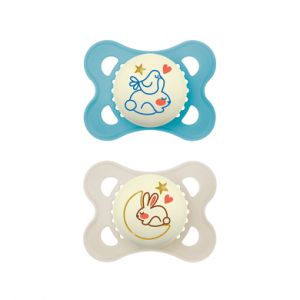 Mam Sucette Pure Night lapin/lune 0-6 mois silicone lot de 2
